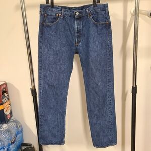 Levi's Men's Straight Blue Jeans 501 XX BUTTON FLY MEDIUM BLUE